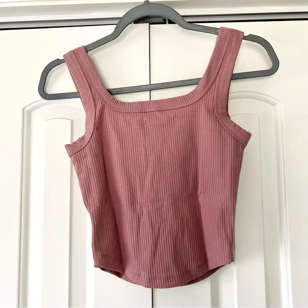 NWT Madewell The Tailored Crop Tank in Sleekhold in Pink - Picture 7 of 9